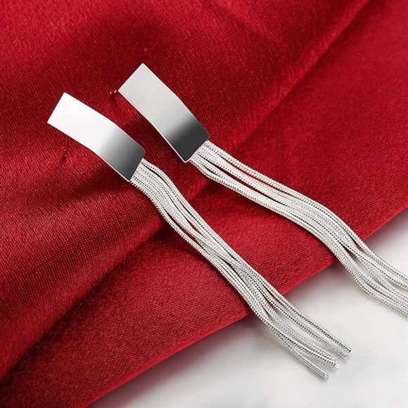 Fine Silver Jewelry - Gorgeous Hanging Tassel .925 Sterling Silver 2.5 Inch Long Earrings